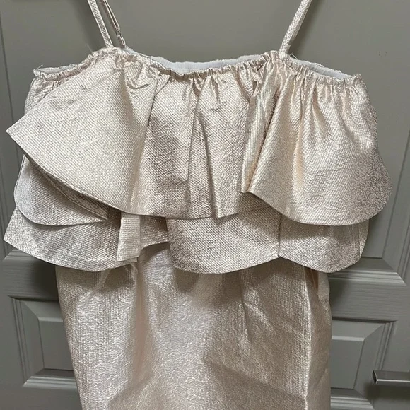 NWT Buddy Love Gold Ruffle Too Spaghetti Strap Cocktail Dress - Picture 2 of 3